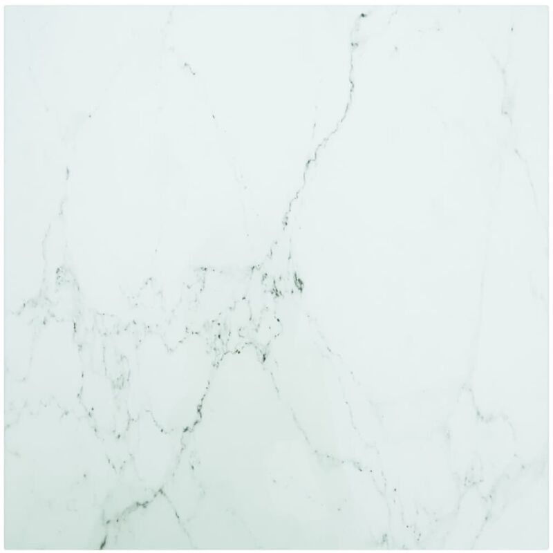 

vidaXL Tablero de Mesa de Cristal Templado diseño mármol blanco 60x60 cm - Blanco