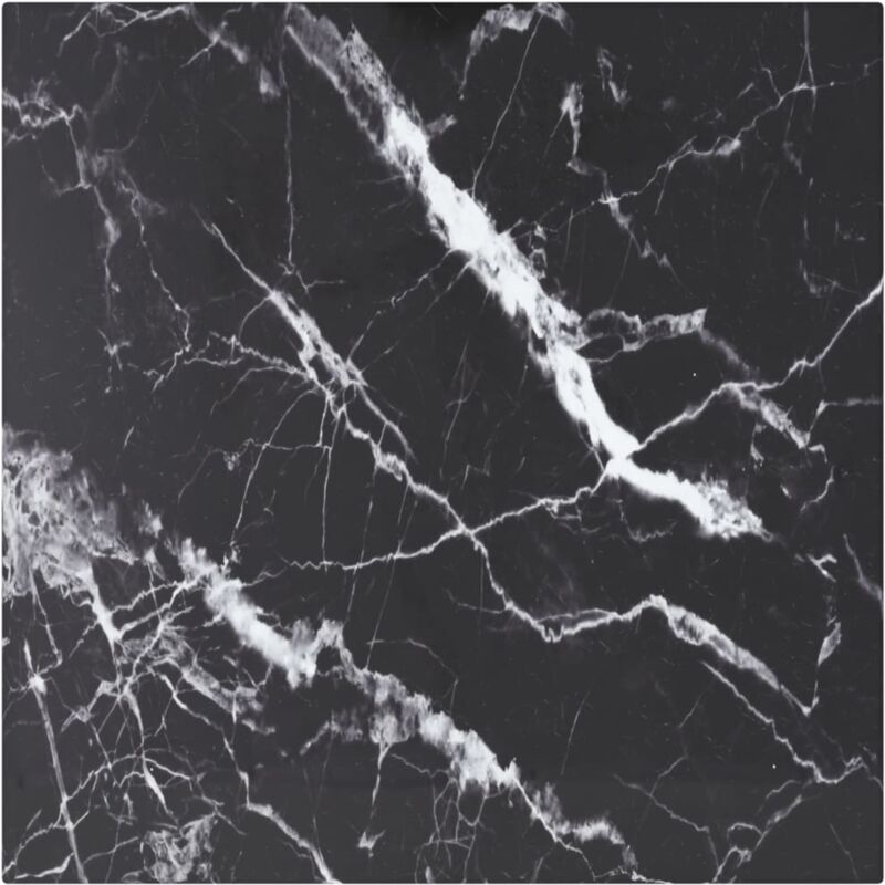 

Tablero de Mesa de Cristal Templado diseño mármol negro 40x40 cm - Negro - Vidaxl