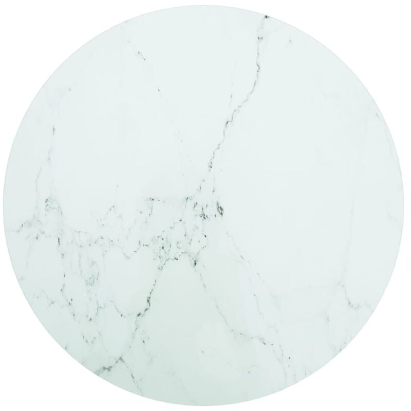 

vidaXL Tablero de Mesa de Cristal Templado diseño mármol blanco Ø60x0,8 cm - Blanco
