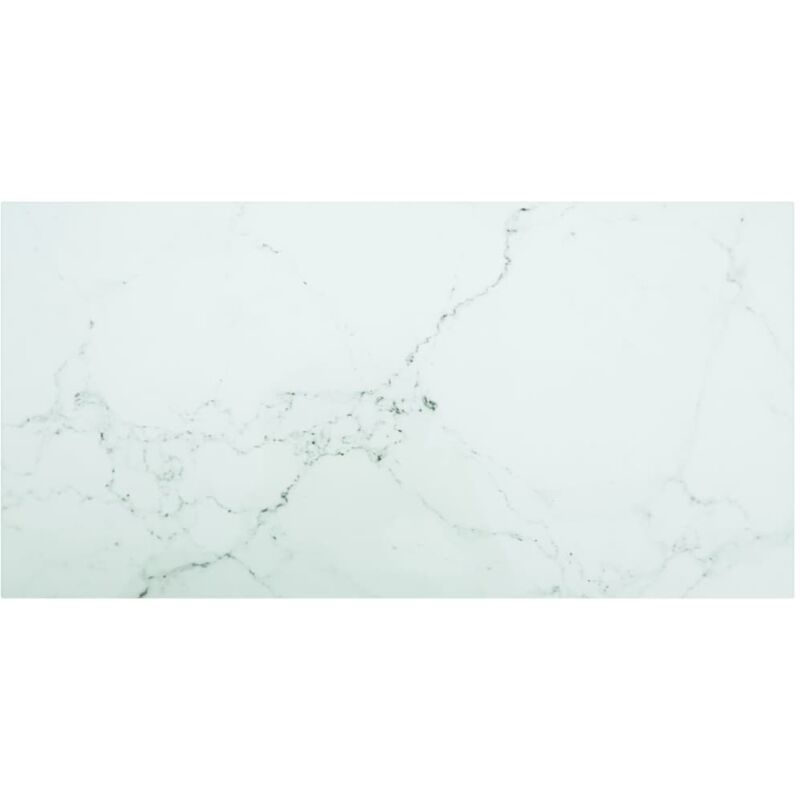 

vidaXL Tablero de Mesa de Cristal Templado diseño mármol blanco 100x50 cm - Blanco