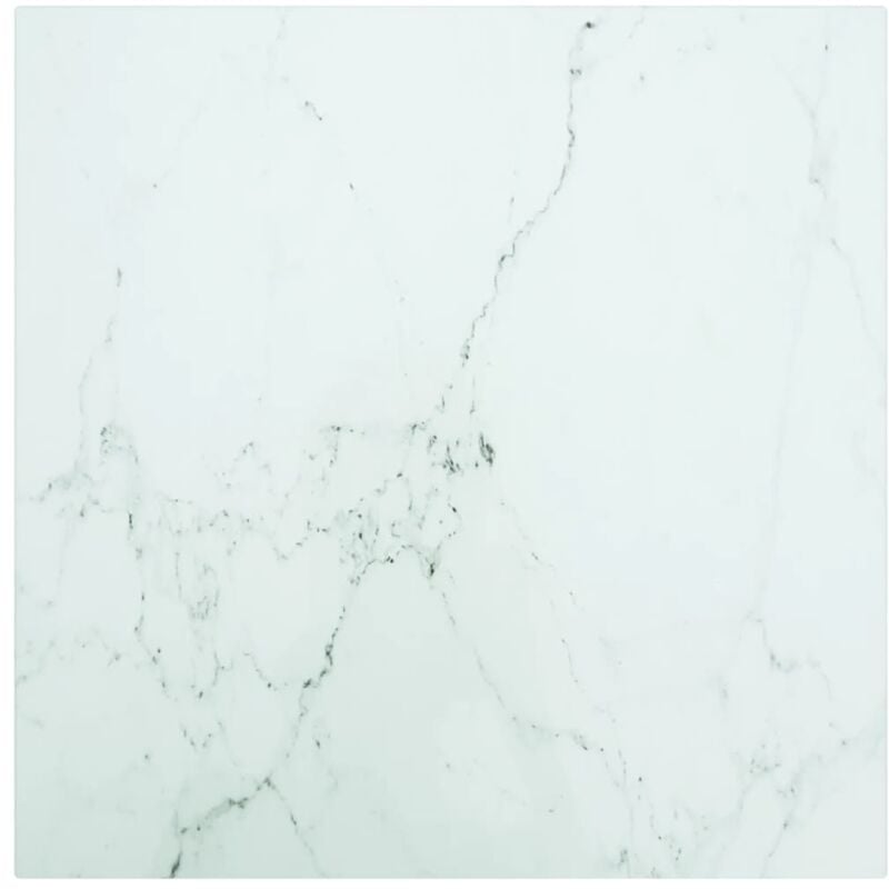 

Tablero de Mesa de Cristal Templado diseño mármol blanco 40x40 cm - Blanco - Vidaxl