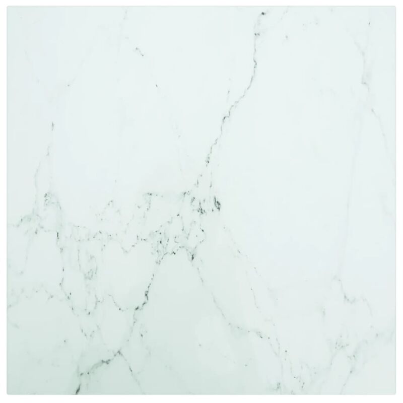 

Tablero de Mesa de Cristal Templado diseño mármol blanco 50x50 cm - Blanco - Vidaxl