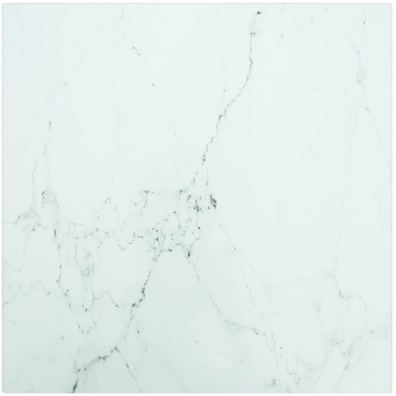 

Tablero de Mesa de Cristal Templado diseño mármol blanco 30x30 cm - Blanco - Vidaxl