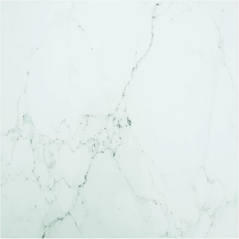 

vidaXL Tablero de Mesa de Cristal Templado diseño mármol blanco 80x80 cm - Blanco