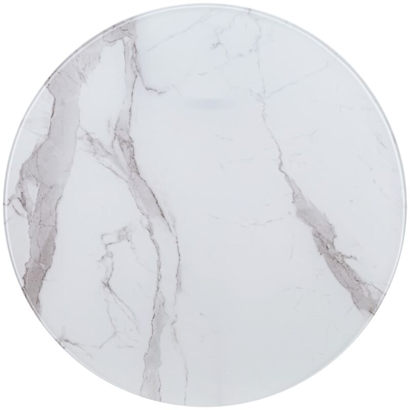 

vidaXL Tablero para Mesa Vidrio con Textura de Mármol Blanco Ø80 cm - Blanco