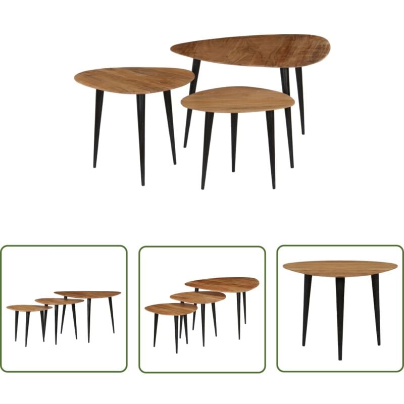 The Living Store - vidaXL Tables basses 3 pcs Bois d'acacia massif