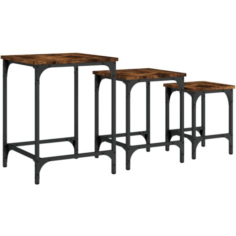 vidaXL Tables basses gigognes 3 pcs chêne fumé bois d'ingénierie