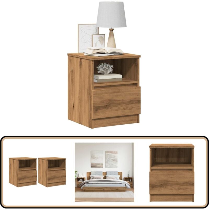 Tables chevet 2 pcs chêne artisanal 40x40x50 cm bois ingénierie - Vidaxl