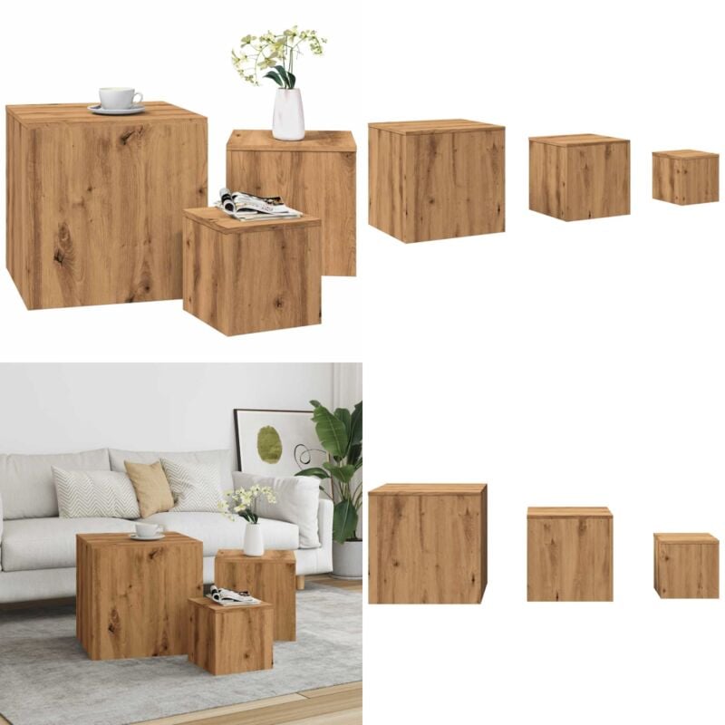 Vidaxl - Tables d'appoint 3 pcs chêne artisanal bois d'ingénierie