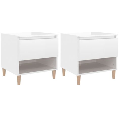 vidaXL Tables de chevet 2 pcs Blanc brillant 50x46x50 cm