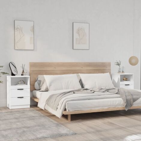 Vidaxl – Tables de chevet 2 pcs – Bois d'ingénierie blanc – 2 tiroirs – Dimensions 40 x 36 x 65 cm – Résistance à l'humidité
