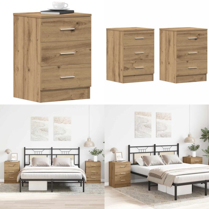 vidaXL Tables de chevet 2 pcs chêne artisanal 38x35x55 cm