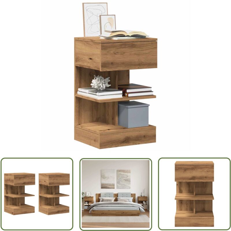 vidaXL Tables de chevet 2 pcs chêne artisanal 40x35x65 cm