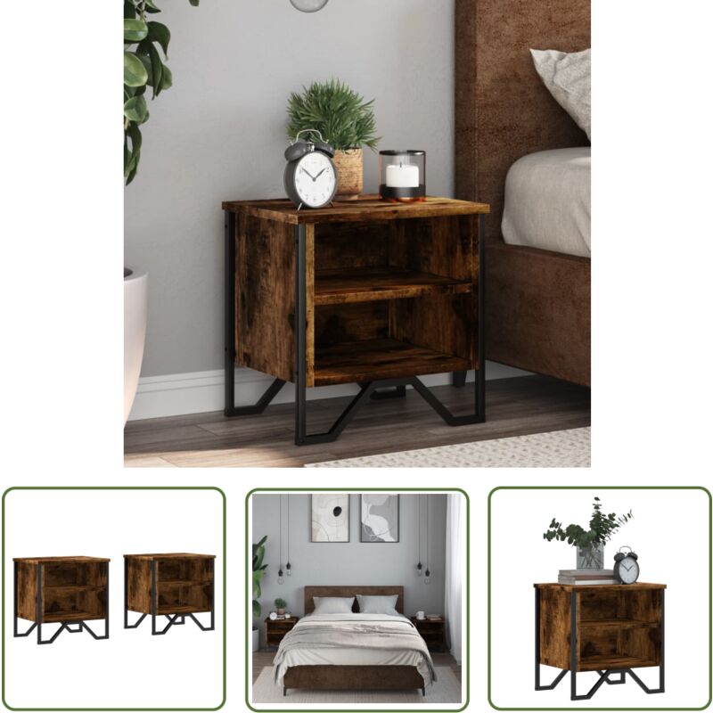 The Living Store - vidaXL Tables de chevet 2 pcs chêne fumé 40x30x40 cm bois d'ingénierie