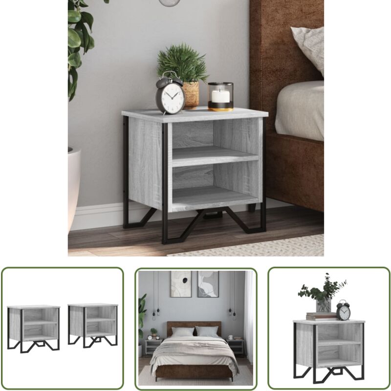 The Living Store - vidaXL Tables de chevet 2 pcs sonoma gris 40x30x40cm bois d'ingénierie