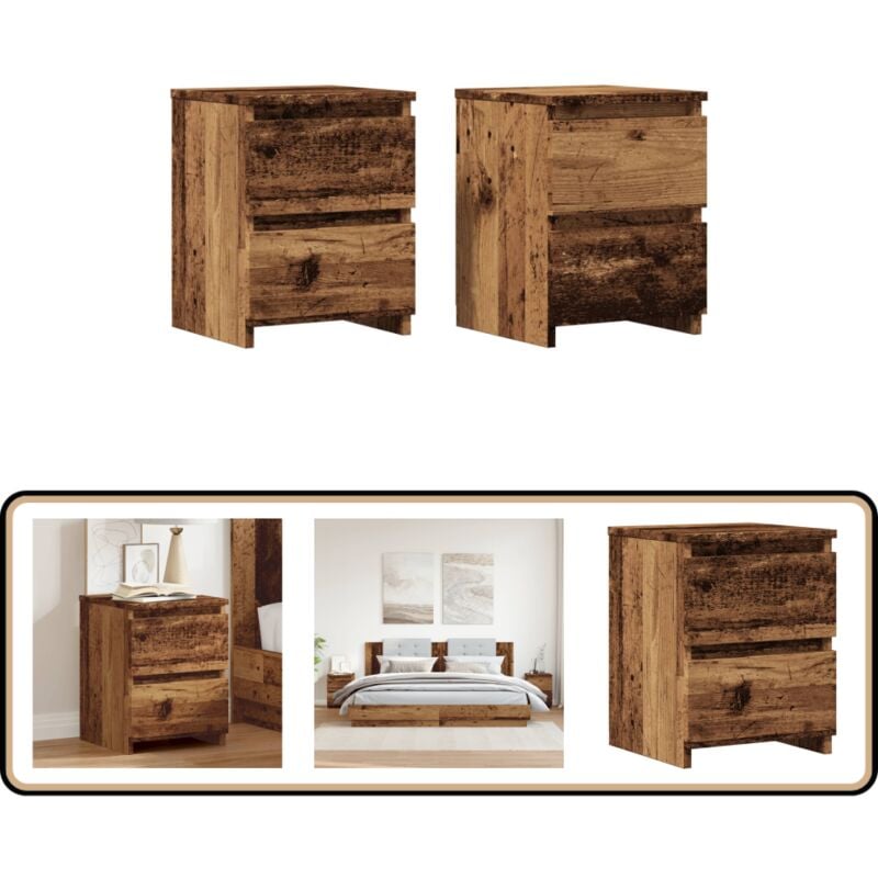 Tables de chevet 2 pcs vieux bois 30x30x40 cm bois d'ingénierie - Vidaxl