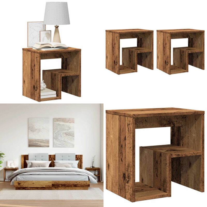 Tables de chevet 2 pcs vieux bois 40x30x40 cm bois d'ingénierie - Vidaxl