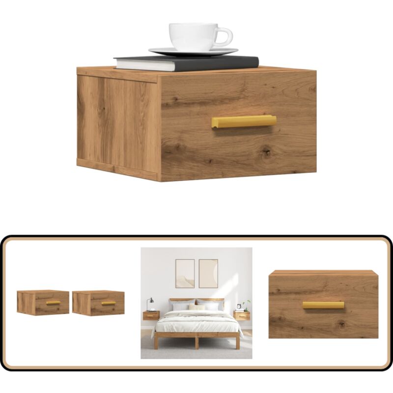 Tables de chevet murales 2 pcs chêne artisanal 35x35x20 cm - Vidaxl