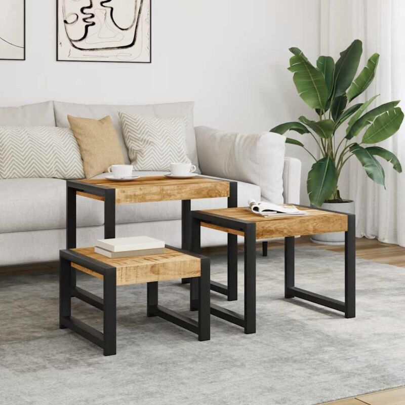 Vidaxl - Tables gigognes 3 pcs Bois solide de manguier