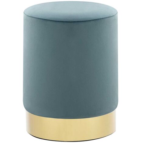 vidaXL Tabouret Bleu clair et doré Velours