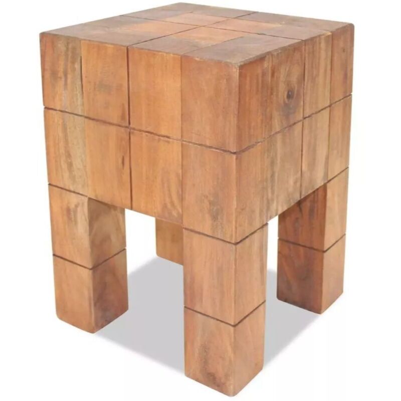 Vidaxl – Tabouret en bois d'acajou massif fait main – Dimensions 28 x 28 x 40 cm – Style vintage unique – Durable et esthétique
