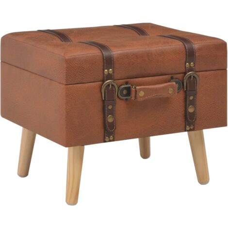 Vidaxl – Tabouret de bar 40 cm marron pâle similicuir – Rangement sous le siège – Pieds en bois solide – Capacité 110 kg