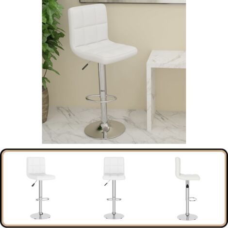 vidaXL Tabouret de bar Blanc Similicuir