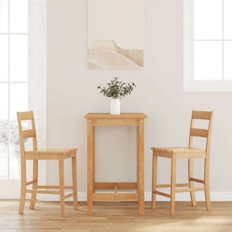 Vidaxl – Tabouret de bar naturel en bois d'hévéa massif – Lot de 2 – Hauteur 95 cm – Siège 60 cm – Capacité 110 kg