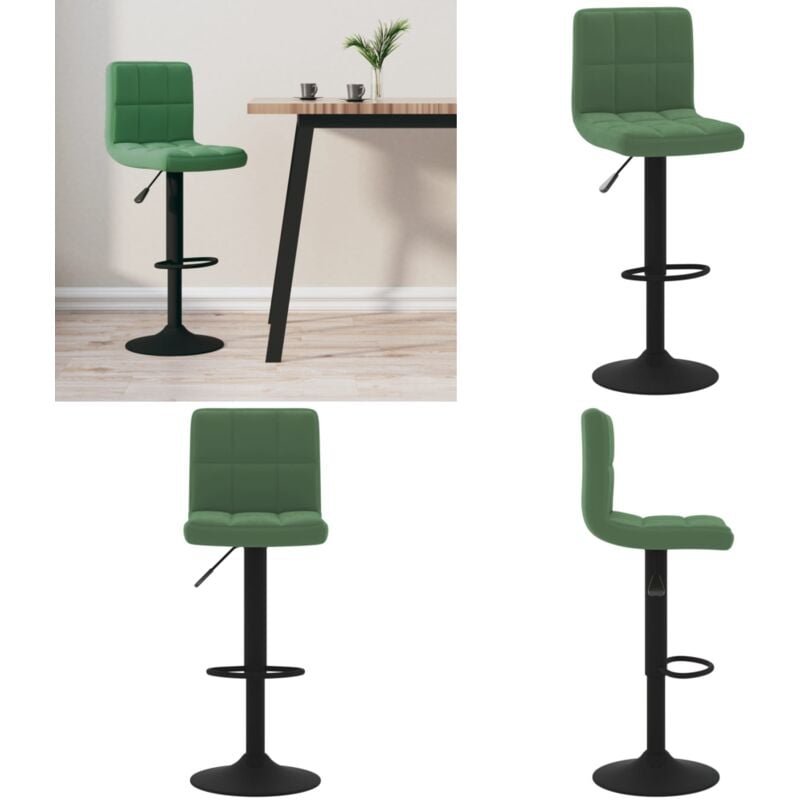 Vidaxl - Tabouret de bar Vert foncé Velours