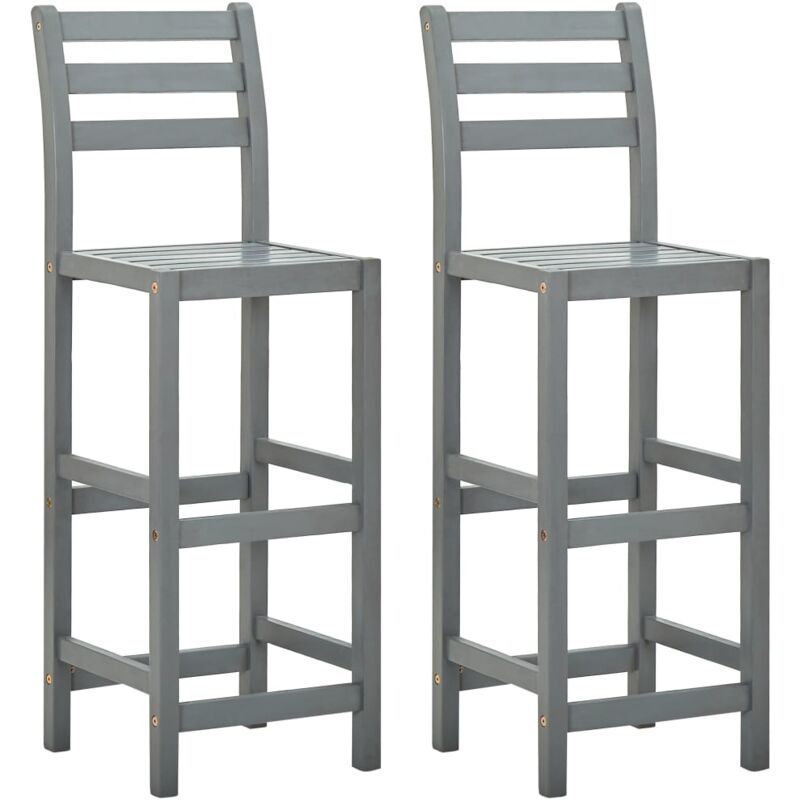 Vidaxl - Tabourets de bar lot de 2 gris bois d'acacia massif