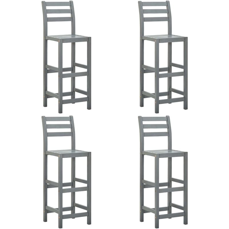 design in - tabourets de bar lot de 4 - tabourets hauts - chaises fauteuil de bar gris bois d'acacia massif vidaxl