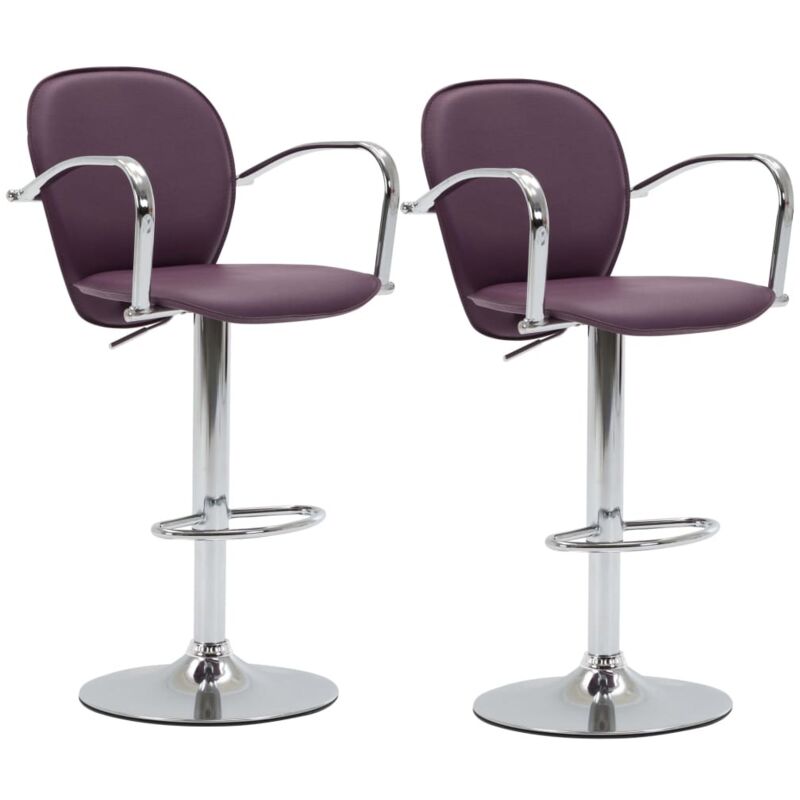 Vidaxl - Tabourets de bar avec accoudoir lot de 2 violet similicuir
