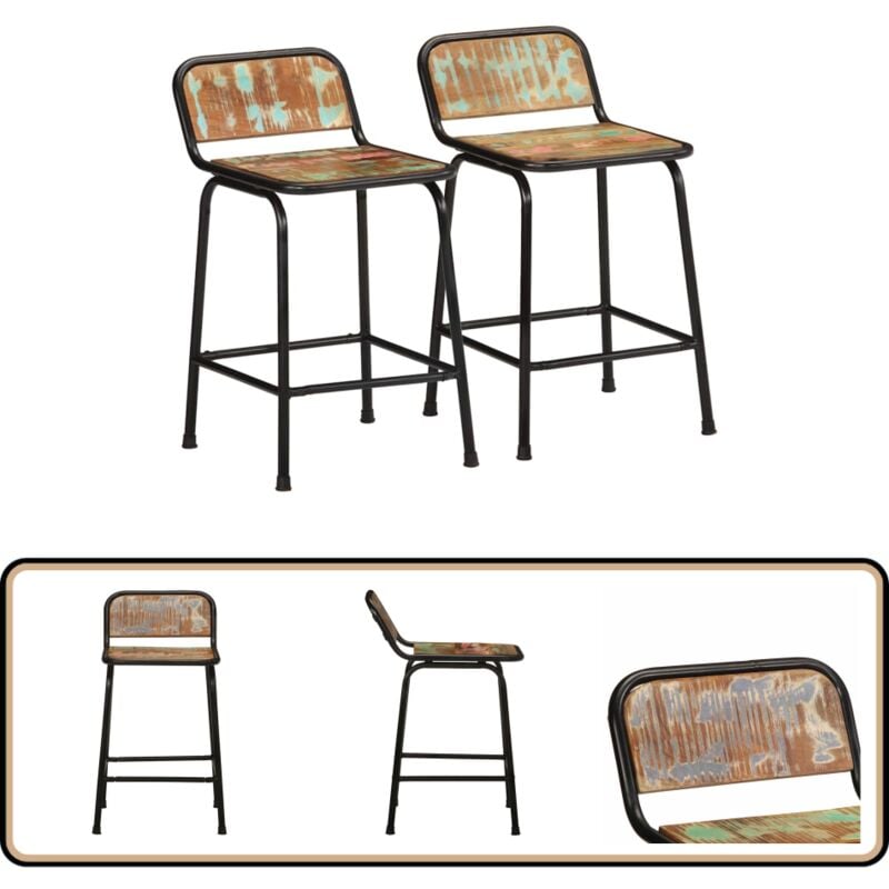 Vidaxl - Tabourets de bar lot de 2 46x35,5x70cm bois massif récupération