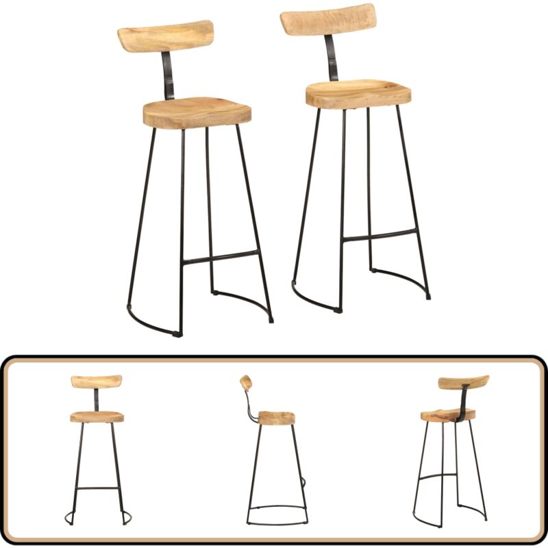 Vidaxl - Tabourets de bar lot de 2 49x43x103 cm bois de manguier massif