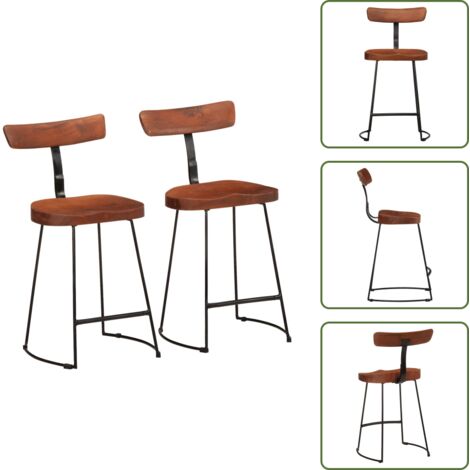 vidaXL Tabourets de bar lot de 2 49x43x79 cm bois de manguier massif