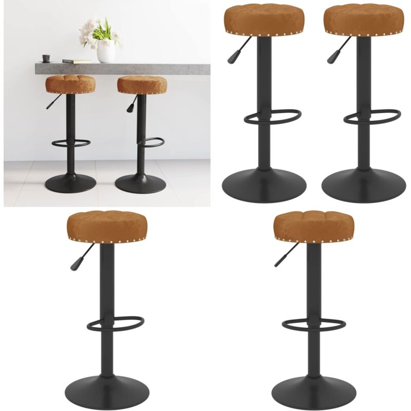 Vidaxl - Tabourets de bar lot de 2 marron velours
