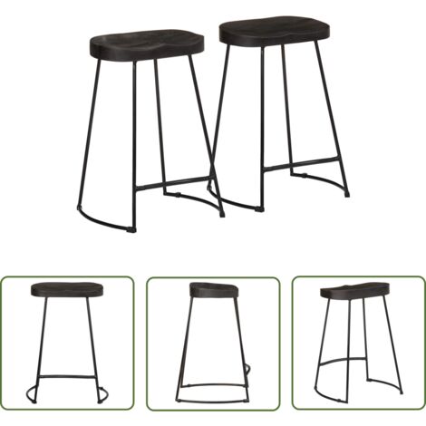 vidaXL Tabourets de bar lot de 2 noir 45x40x62 cm bois manguier massif