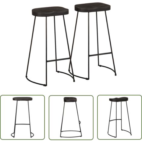 vidaXL Tabourets de bar lot de 2 noir 45x40x78 cm bois manguier massif