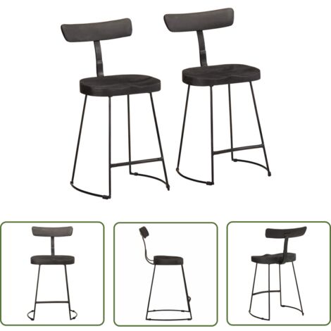 vidaXL Tabourets de bar lot de 2 noir 49x43x79 cm bois manguier massif