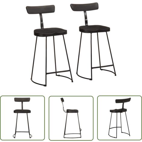 vidaXL Tabourets de bar lot de 2 noir 49x43x88 cm bois manguier massif