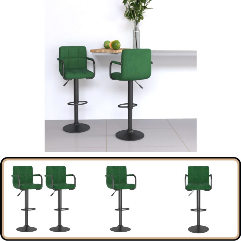 vidaXL Tabourets de bar lot de 2 vert foncé velours