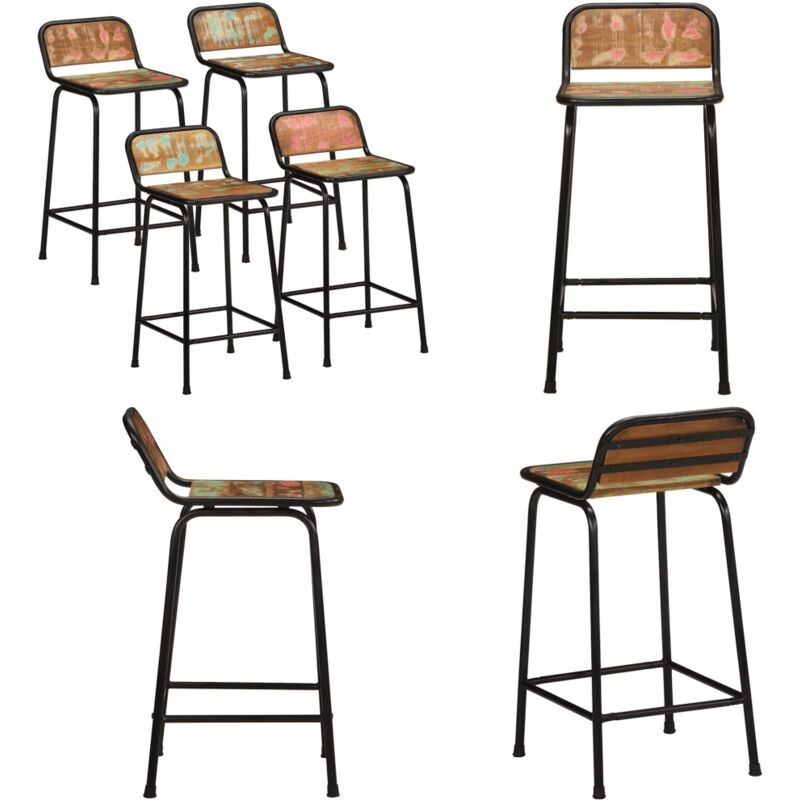 Vidaxl - Tabourets de bar lot de 4 46x35,5x80cm bois massif récupération