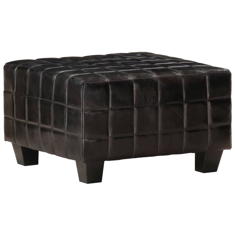 

vidaXL Taburete Cuero Auténtico de Cabra Negro - Negro