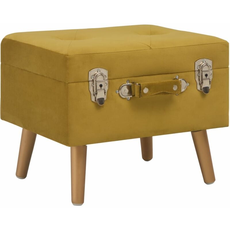 

vidaXL Taburete de almacenamiento de terciopelo amarillo mostaza 40 cm - Amarillo