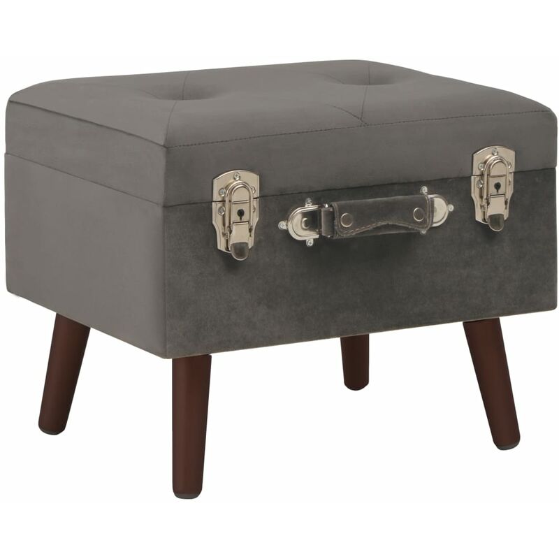 

vidaXL Taburete de almacenamiento terciopelo 40 cm gris - Gris
