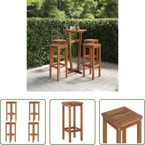 vidaXL Taburete de barra -  Taburetes de barra de cocina 4 unidades madera maciza acacia