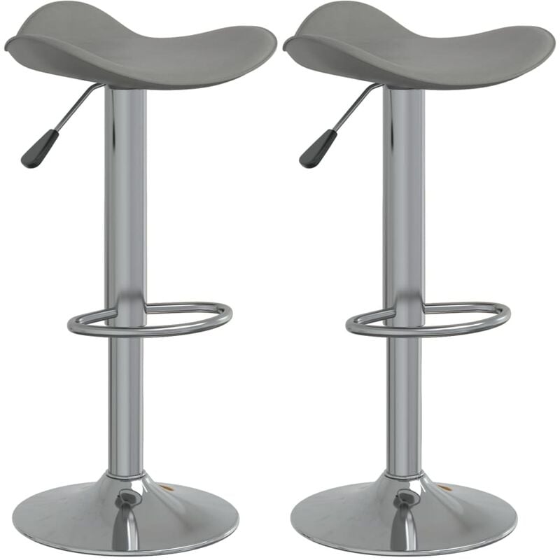 

vidaXL Taburete de cocina 2 uds acero cromado cuero artificial gris - Gris