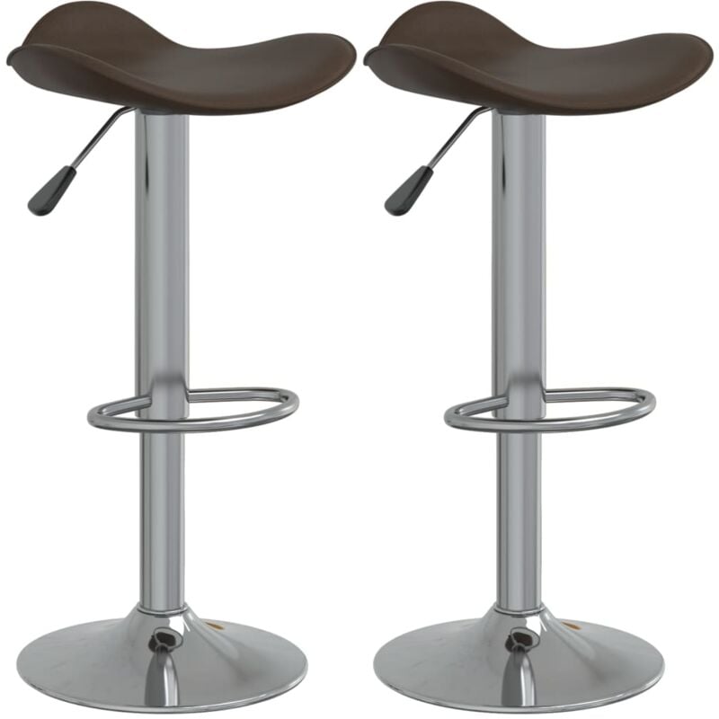 

vidaXL Taburete de cocina 2 uds acero cromado cuero artificial marrón - Marrón