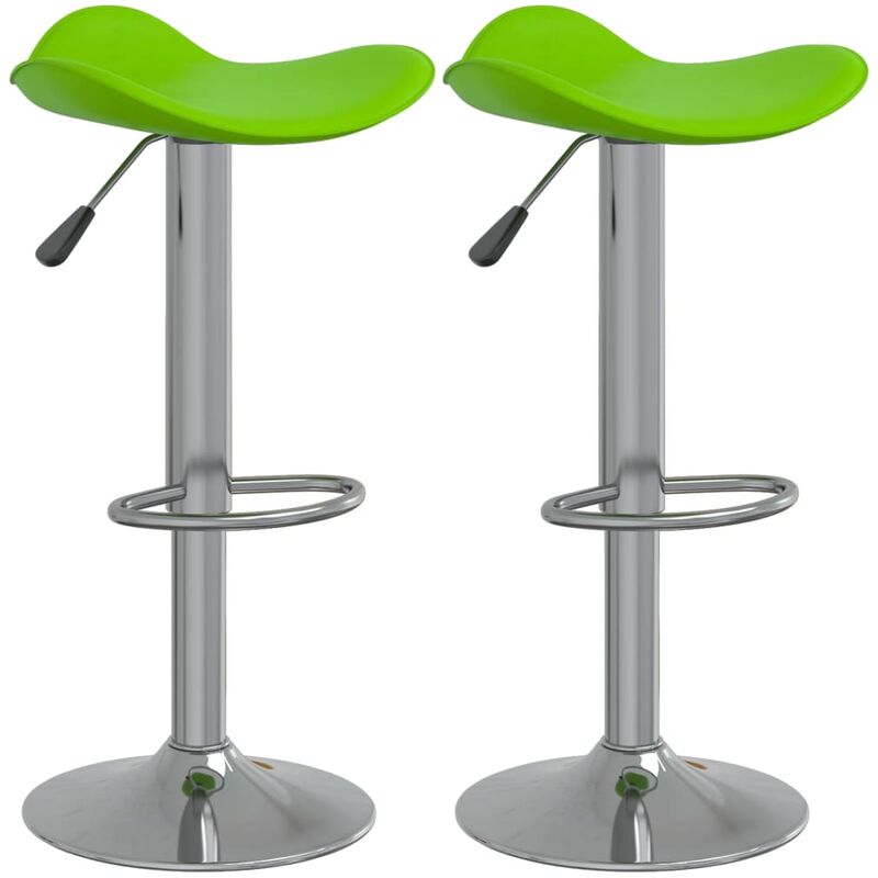 

vidaXL Taburete de cocina 2 uds acero cromado cuero artificial verde - Verde