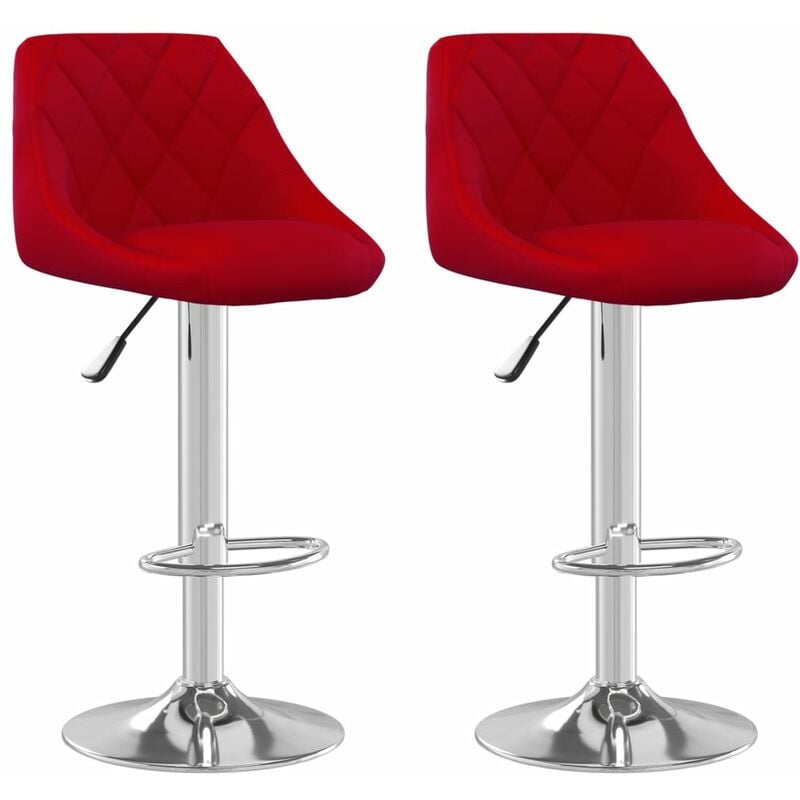 

vidaXL Taburete de cocina 2 unidades de terciopelo color vino tinto - Rojo